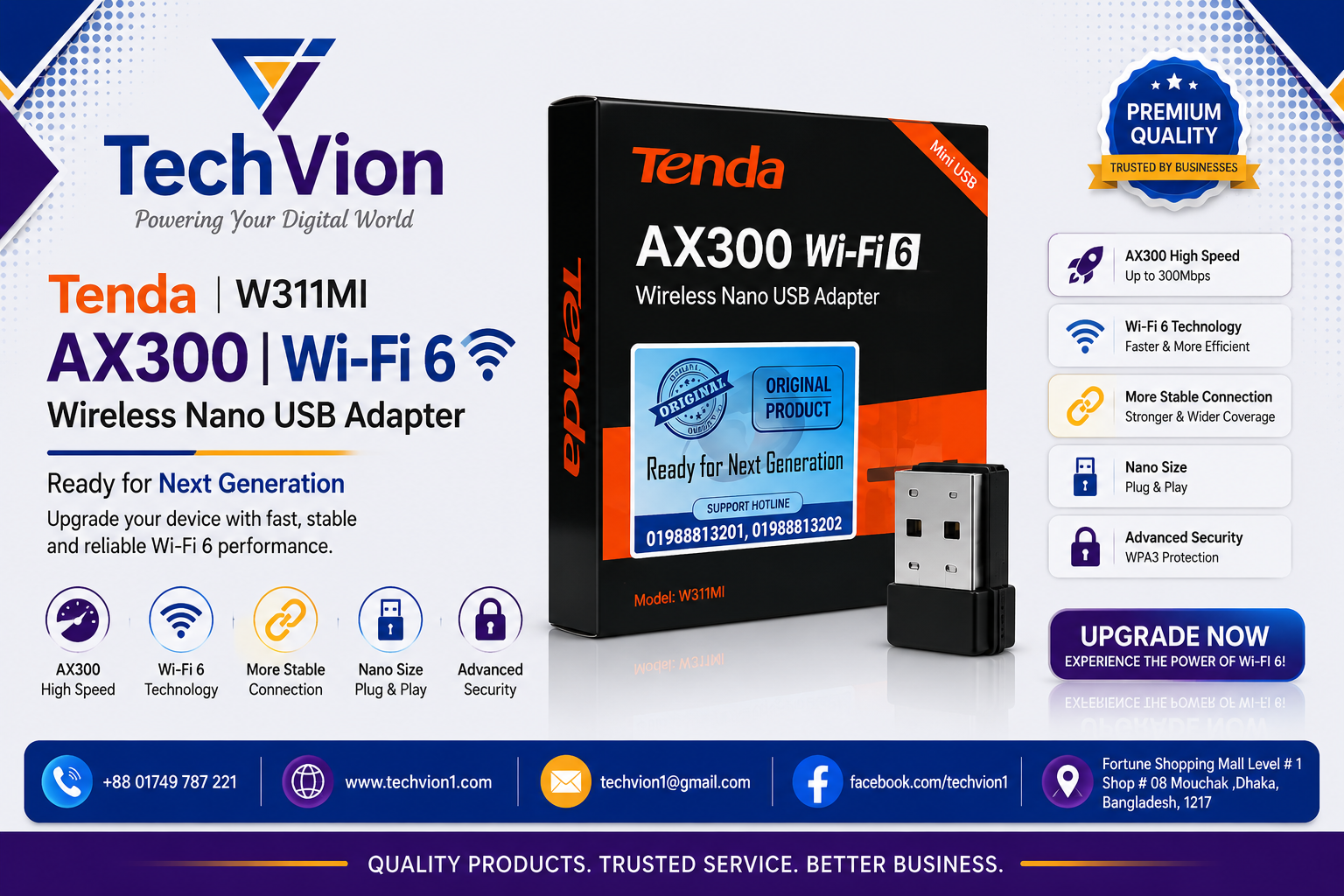 Tenda | W311MI AX300 | Wi-Fi 6 Wireless Nano USB Adapter