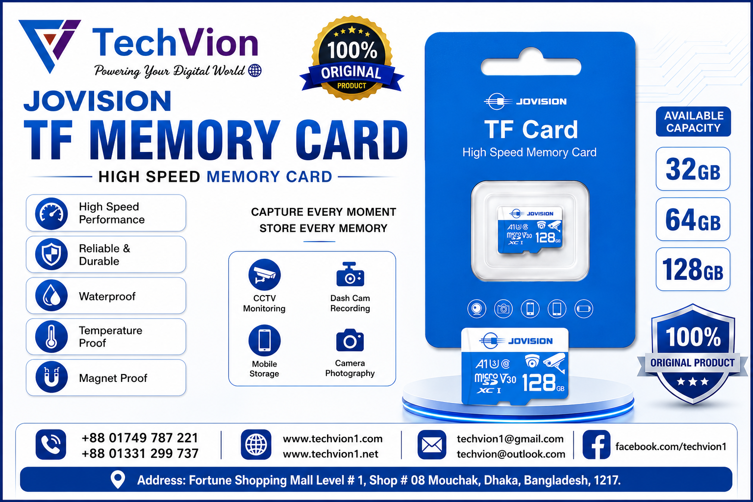 Jovision Micro SD Cards (TF Cards ) 256 GB Surveillance Grade SD Card