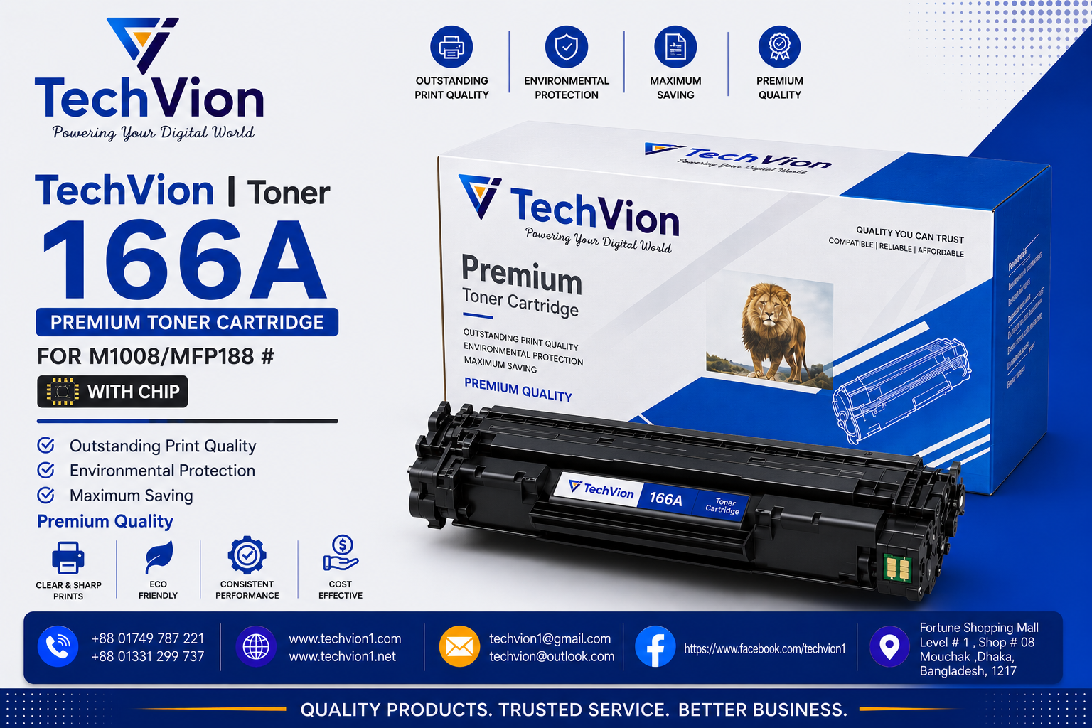 TechVion | Toner | 166A FOR M1008/MFP188 # WITH CHIP